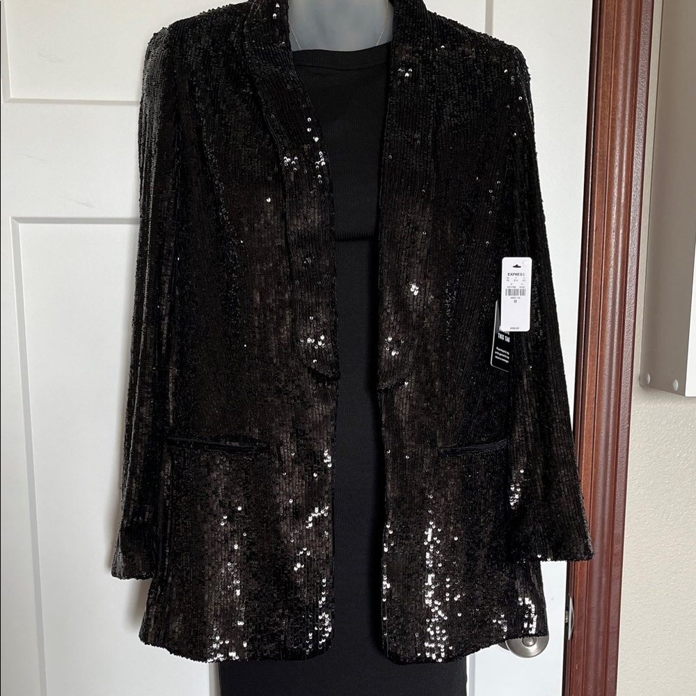 Express Black Sequin Blazer